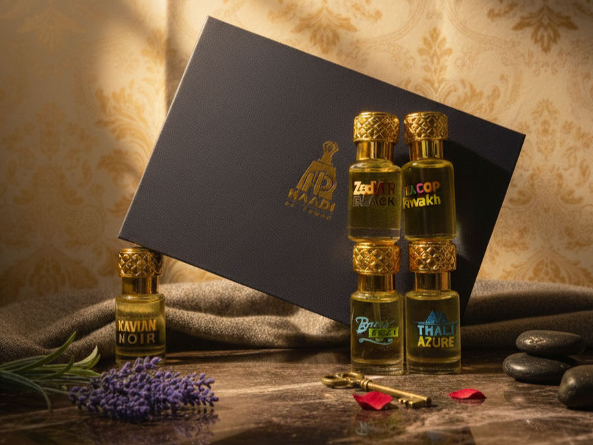 A perfumer carefully mixing ingredients.